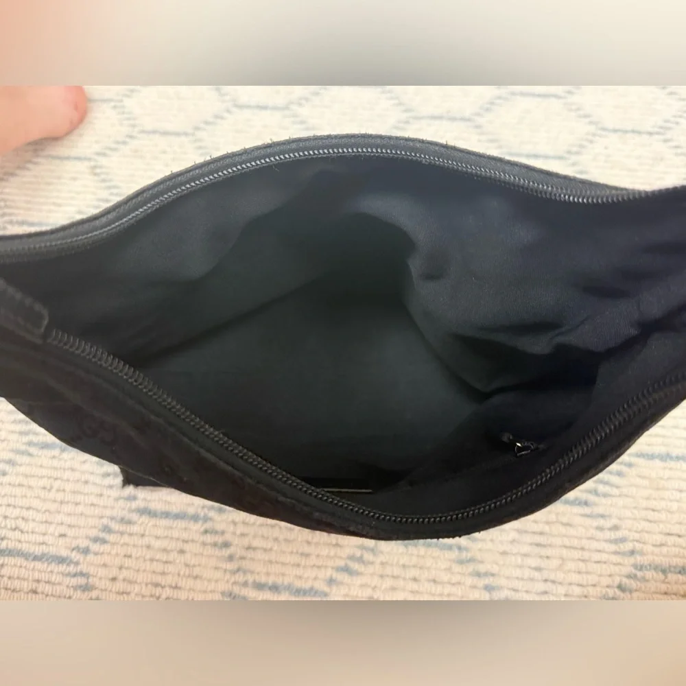 GUCCI Vintage Y2K Classic Black GG Monogram Canvas Leather Hobo Shoulder Bag - Picture 12 of 16